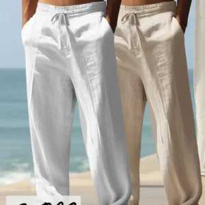19e5b797-82aa-4aa6-9e96-fbd9878d6900.webp 2pcs Men's Lightweight Breathable Summer Pants - White