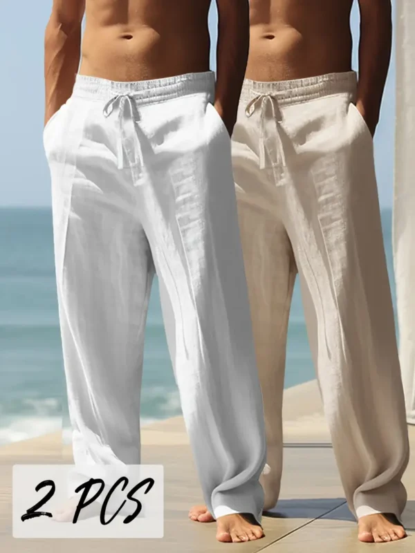 19e5b797-82aa-4aa6-9e96-fbd9878d6900.webp 2pcs Men's Lightweight Breathable Summer Pants - White