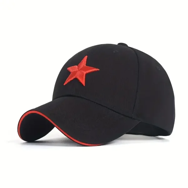 6606b1f7-5747-4aeb-ae19-370462969b82.webp Men's Black Baseball Cap with Red Star