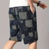 Men's Athletic Shorts - Red/Black Geometric Print