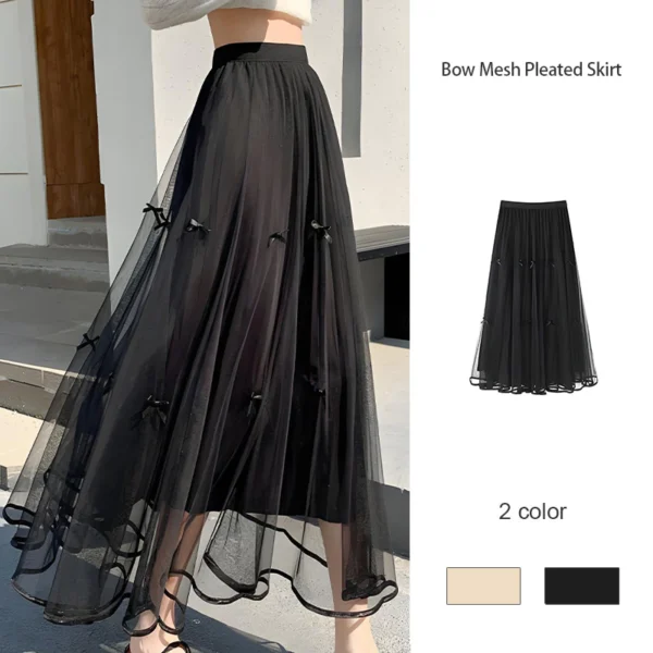 sg-11134201-7raul-mb50sf37yrk382.webp Women's Bow Mesh Pleated A-Line Skirt