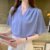 sg-11134201-7rbm3-lomasbim8d56f0.webp Women's White V-Neck Blouse